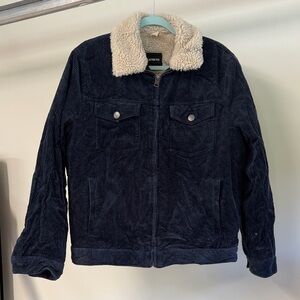Navy Corduroy Jacket with Cream Sherpa lining - Express Men